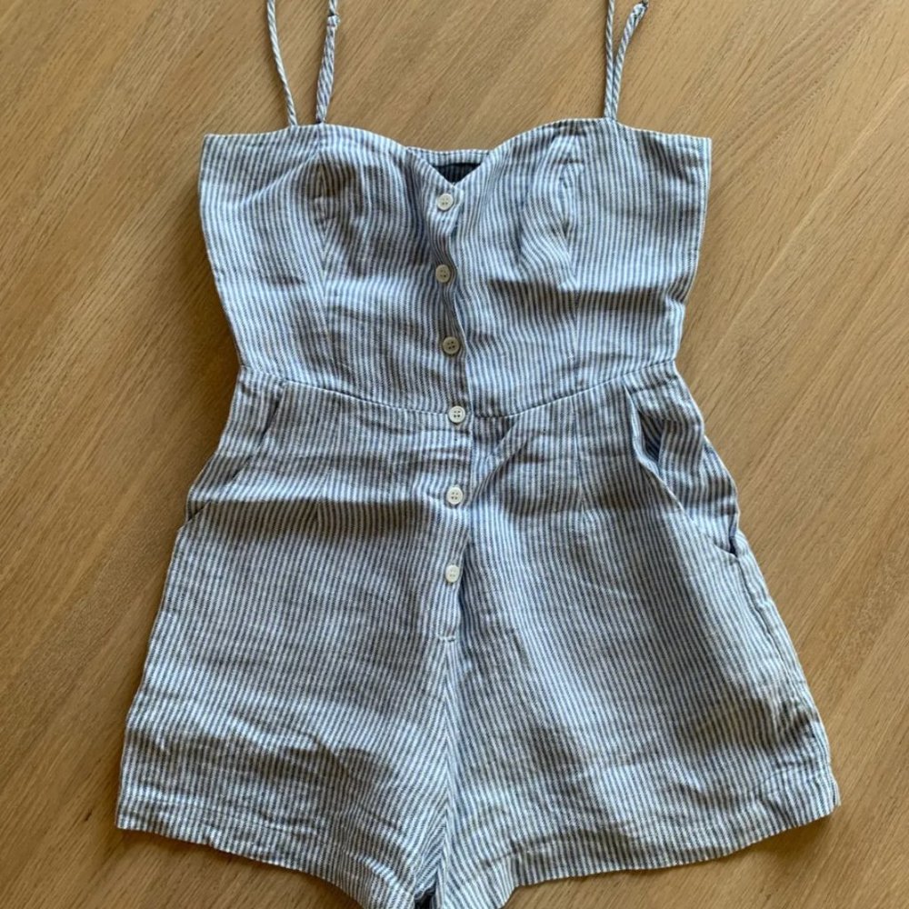 Reformation Striped Linen Romper